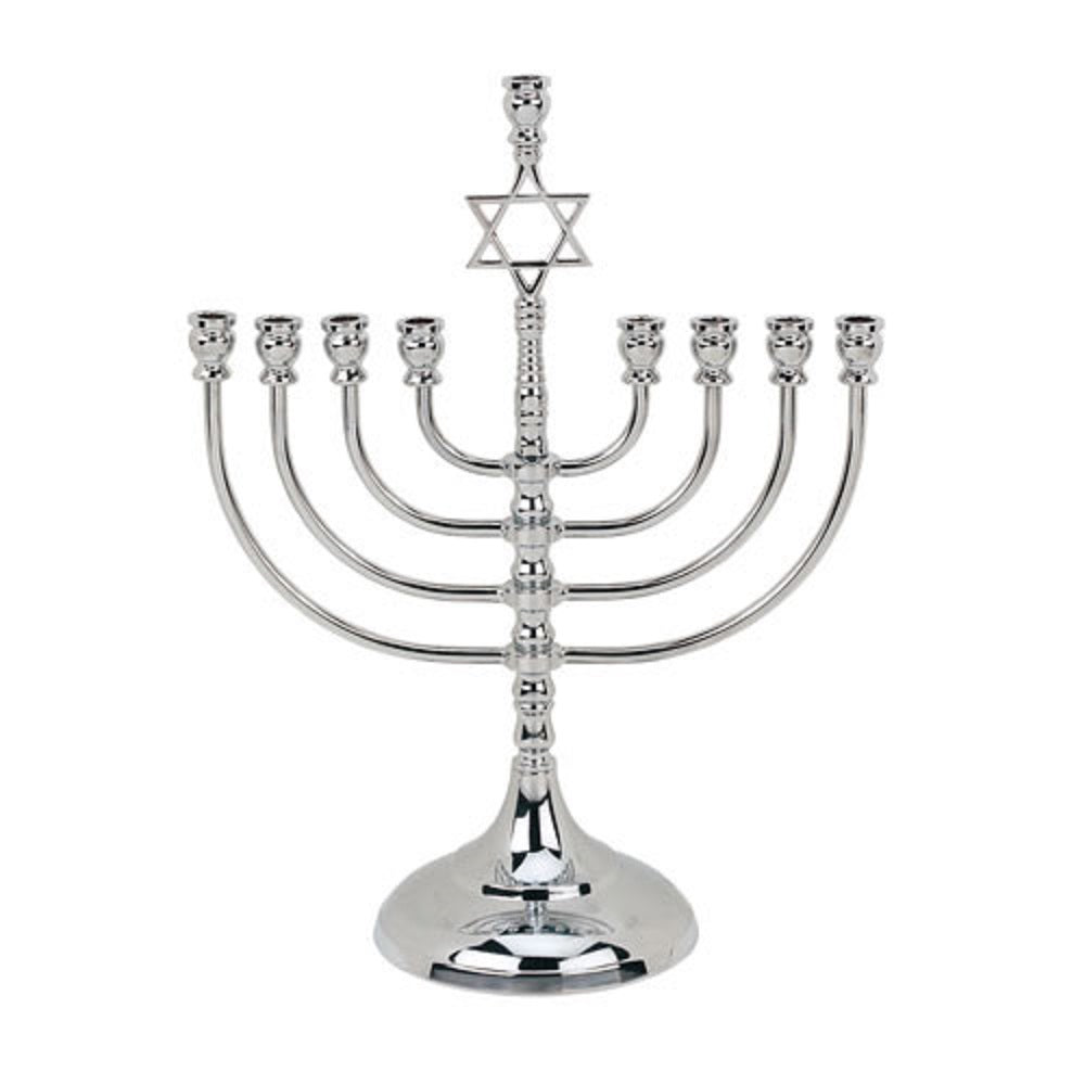Ben&Jonah Traditional Silverplated Menorah-Star of David-Magen David-12 W x 9" H