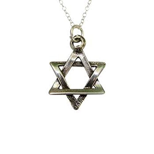 Silver Star of David Necklace - Chain 18 inch Pendant 3/4 inch W X 3/4 inch H
