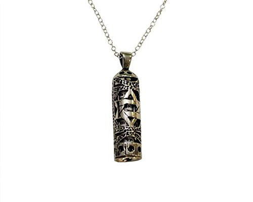 Silver Mezuzah Necklace - Chain 18 inch Pendant 1 inch H 1/4 inch D..