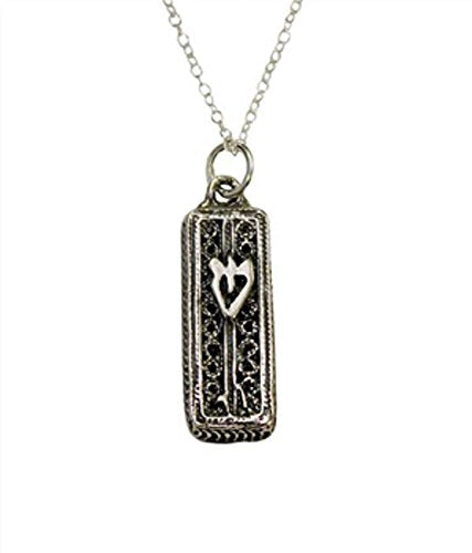 Silver Mezuzah Necklace - Chain 18 inch Pendant 15/16 inch H 3/8 inch W