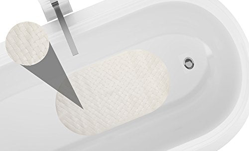 Park Avenue Deluxe Collection Park Avenue Deluxe Collection Weave Look Vinyl Bath Tub Mat Size 15 inch x27 inch in Ivory