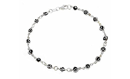 Ben & Jonah 925 Sterling Silver Evil Eye 8 inch Bracelet - Black