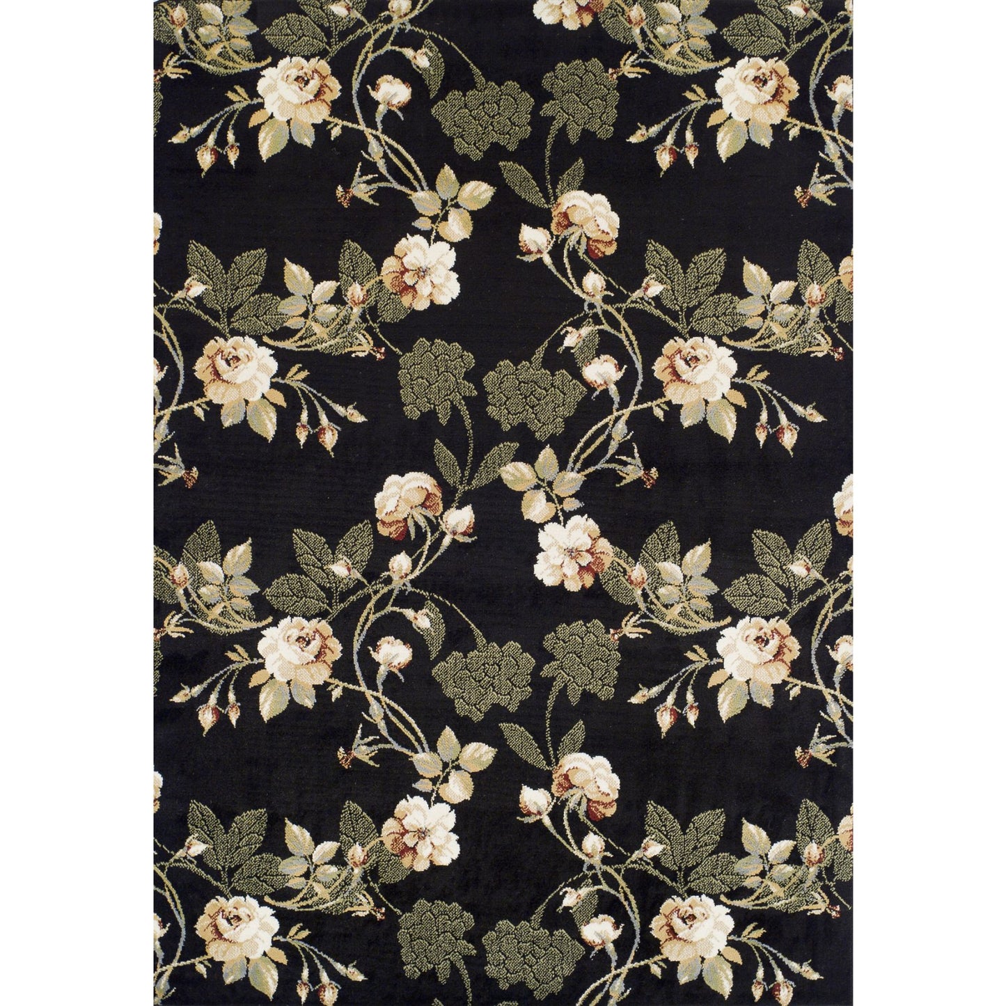 Traditional Elegance Toscano Collection Area Rug - Lily (Black)