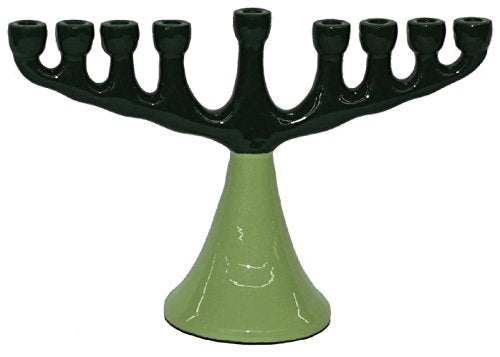 Lamp Lighters Ultimate Judaica Menorah 2 Tone Green 6 inch H