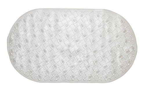 Royal Bath Anti Slip Woven Look Vinyl Bath Tub Mat (15 inch x 27 inch ) - White
