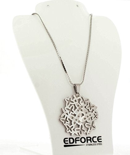Ben and Jonah Stainless Steel Buterflies Design Pendant with Stones on Fancy 18 inch Necklace