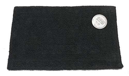 Royal Bath Collection Reversible Solid Color Large (21 inch x 34 inch ) 100% Cotton Bath Mat (Black)