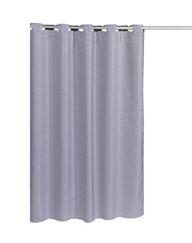 Park Avenue Deluxe Collection Park Avenue Deluxe Collection Pre Hooked? Waffle Weave Fabric Shower Curtain in Pewter