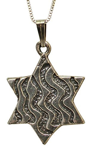 Silver Star Of David Necklace - Chain 18 inch Pendant 3/4 inch H 3/4 inch W