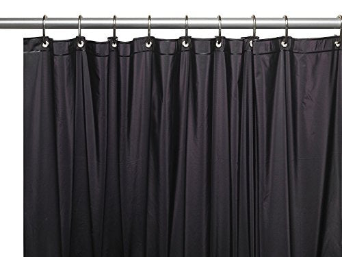 Royal Bath Heavy 3 Gauge Vinyl Shower Curtain Liner with Weighted Magnets and Metal Grommets (72 inch x 72 inch ) - Black
