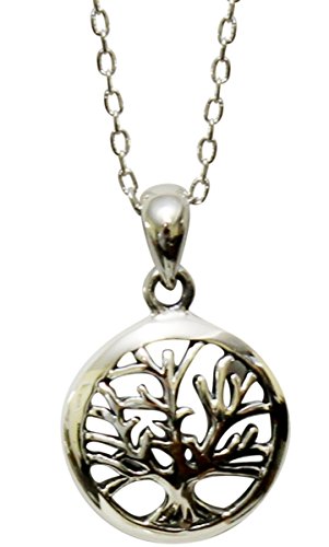 Silver Tree of Life Amulet - Chain - 18 inch Pendant - 5/8 inch W x 1 inch H
