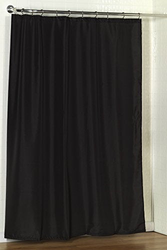 Royal Bath Water Repellant Fabric Shower Curtain Liner with Weighted Hem (70 inch x 72 inch ) - Black