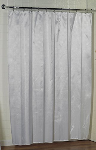 Royal Bath Collection Diamond-Piqued Dobby Fabric Shower Curtain 70 inch x 72 inch (White)