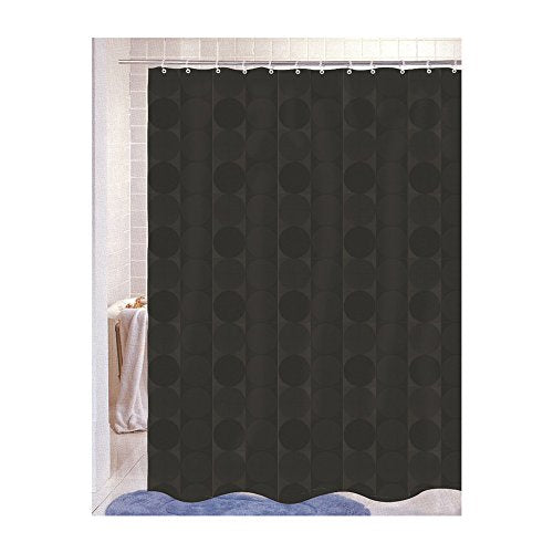 Park Avenue Deluxe Collection inch Jacquard Circles inch Fabric Shower Curtain in Black