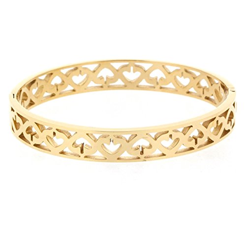 Ben and Jonah Stainless Steel Lady's Side Hinge Bracelet with Spade Design Gold Plating) - 2.65 inch x 2.25 inch x 0.39 inch