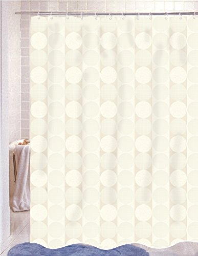 Royal Bath Collection Circle Line Fabric Shower Curtain 70 inch x 72 inch (Ivory)