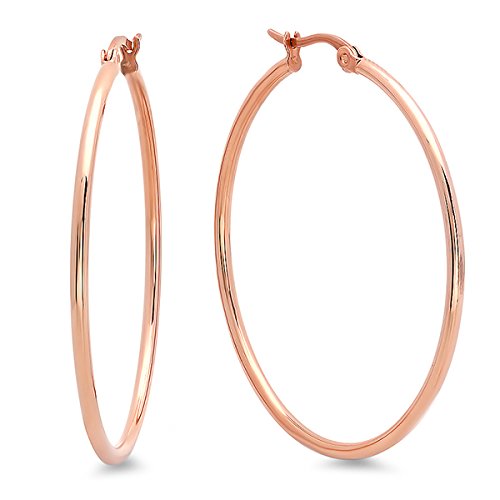 Ben and Jonah Ladies 18k Rose Gold Plated 50mm Hoop Earrings