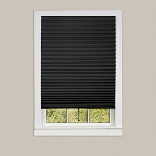 Park Avenue Collection 1-2-3 Vinyl Room Darkening Temporary Pleated Shade - Black - 36x75