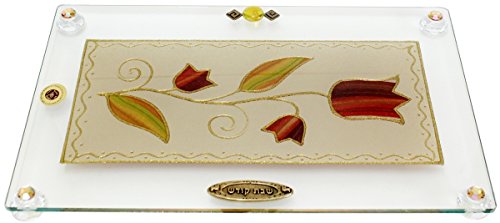 Ultimate Judaica Challah Tray On Legs Tulip - Colorful - 15 inch W X 10 inch L