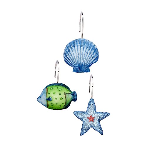 Park Avenue Deluxe Collection Park Avenue Deluxe Collection inch Oceanic inch Resin Shower Curtain Hooks in Blue
