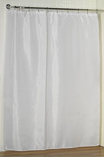 Royal Bath Extra Long Water Repellant Fabric Shower Curtain Liner with Weighted Hem (70 inch x 84 inch ) - White