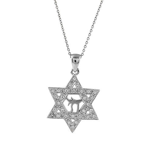 Ben and Jonah 925 Sterling Silver Chai in David CZ Star Pendant with 18 inch Link Chain
