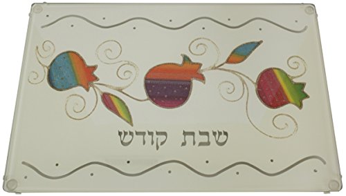 Ultimate Judaica Lazer Cut Challah Tray On Legs Applique - Rainbow - White - 910815-34 - 15 inch W X 10 inch L