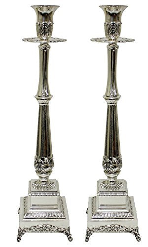 Ultimate Judaica Candle Sticks Silver Plated  16.5 inch H