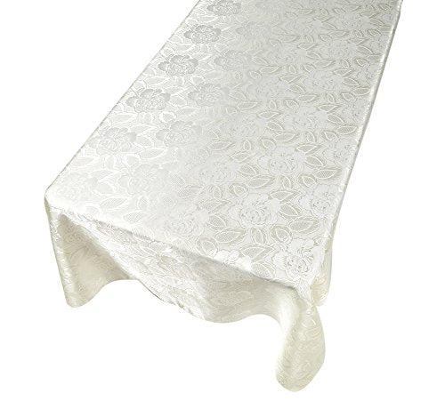Park Avenue Deluxe Collection Park Avenue Deluxe Collection inch Rose Damask inch 60 inch x84 inch Fabric Tablecloth in Ivory