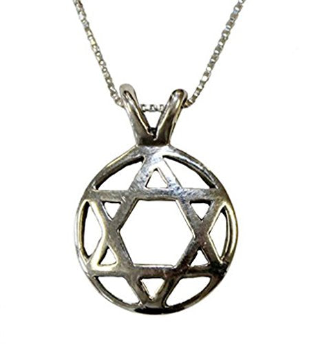 Silver Star of David Necklace - Chain 18 inch Pendant 1/2 inch D