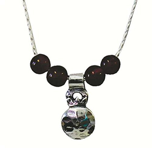 Silver Pomegranate Necklace With Garnet - Chain 16 inch Pendant 1/4 inch X 1/4 inch