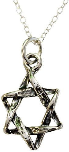 Silver Star of David Necklace - Chain 18 inch Pendant 1/2 inch W X 3/4 inch H