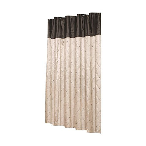 Park Avenue Deluxe Collection inch Balmoral inch Fabric Shower Curtain in Black/Taupe