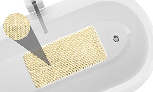 Park Avenue Deluxe Collection Park Avenue Deluxe Collection Grass Look Vinyl Bath Tub Mat Size 14 inch x 26 inch in Ivory