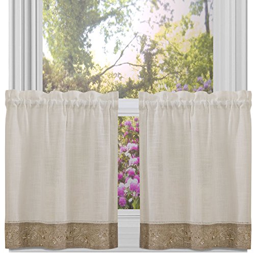 Ben&Jonah Collection Oakwood 58x36 Window Curtain Tier Pair - Natural