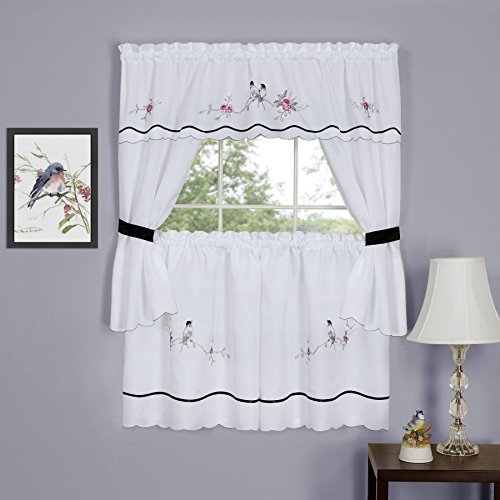 Bird Watcher Kitchen Curtain Cottage Set (58 inch x 36 inch )