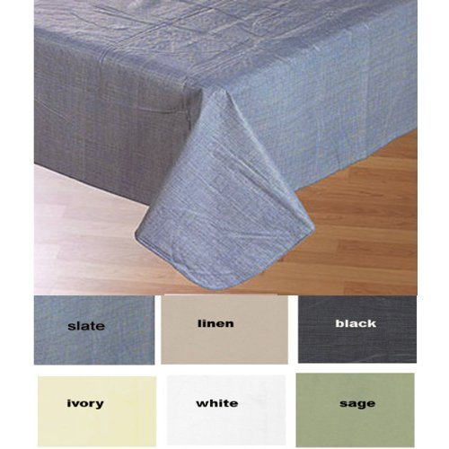 Buon Appetito Collection Solid Color Vinyl Tablecloth with Polyester Flannel Backing - Linen Rectangle (52 inch x 90 inch )