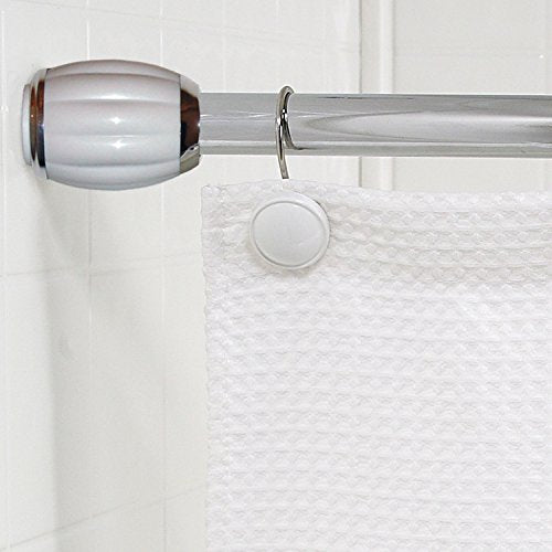 Royal Bath Decorative Steel Shower Curtain Tension Rod (41 inch - 76 inch Adjustable) - Chrome/White