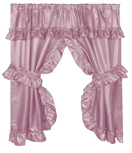 Royal Bath Double Swag Diamond Piqued PEVA non-Toxic Bathroom Window Curtain (70 inch x 45 inch ) - Rose