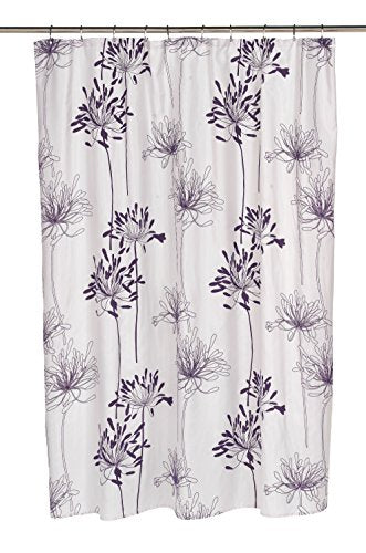 Royal Bath Autumn Flowery Design Cologne Fabric Shower Curtain with Poly Taffeta Flocking in Indigo/White Size: 70 inch x 72 inch