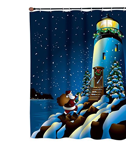Park Avenue Deluxe Collection Park Avenue Deluxe Collection inch Holiday Lighthouse inch Fabric Shower Curtain