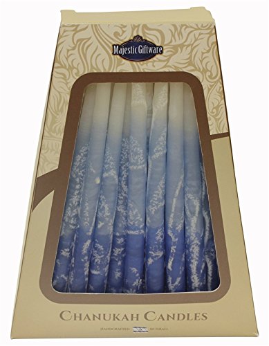 Lamp Lighters Ultimate Judaica Safed Chanukah Candles - 45 Pack - Blue/White - 6 inch