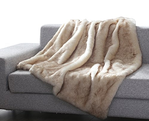 Into the Wild Heavy Faux Fur Throw Blanket (50 inch x 60 inch ) - Brown Wolf