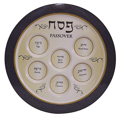 Ben and Jonah Melamine Blue Seder Plate Round-12 inch D