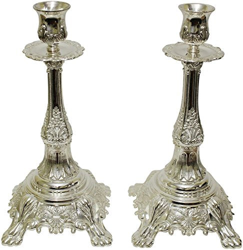 5th Avenue Collection Silver Plated Candle Sticks- 13 inch H