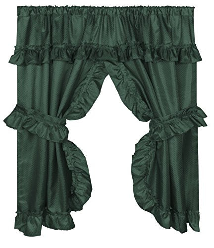 Royal Bath Double Swag Diamond Piqued PEVA non-Toxic Shower Curtain (70 inch x 72 inch ) with Matching Window Curtain (70 inch x 45 inch ) - Light Blue - Evergreen