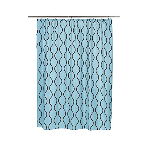 Park Avenue Deluxe Collection Park Avenue Deluxe Collection inch Geneva inch Fabric Shower Curtain with Poly Taffeta Flocking in Chocolate/Blue