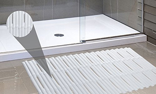 Park Avenue Deluxe Collection Park Avenue Deluxe Collection Bamboo Look Vinyl Bath Tub Mat Size 16 inch x 32 inch in White