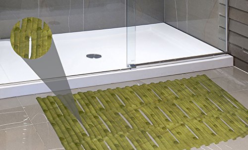 Park Avenue Deluxe Collection Park Avenue Deluxe Collection Bamboo Look Vinyl Bath Tub Mat Size 16 inch x 32 inch in Green