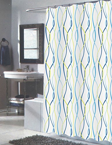 BenandJonah Collection Fabric Extra Long Shower Curtain 70 x 84 inch Anguila